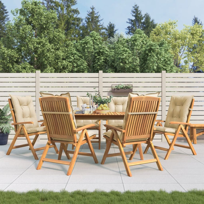 Gartenstühle mit Kissen 6 Stk. Massivholz Teak