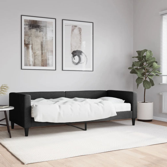 Tagesbett mit Matratze Schwarz 80x200 cm Stoff