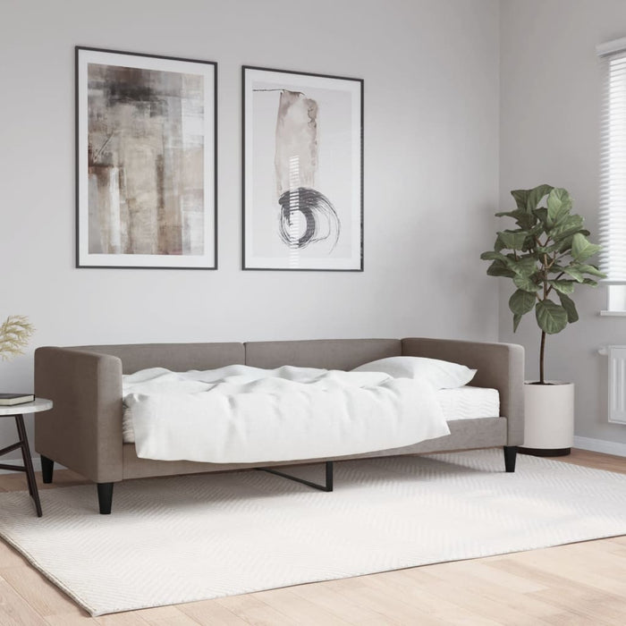 Tagesbett mit Matratze Taupe 90x200 cm Stoff