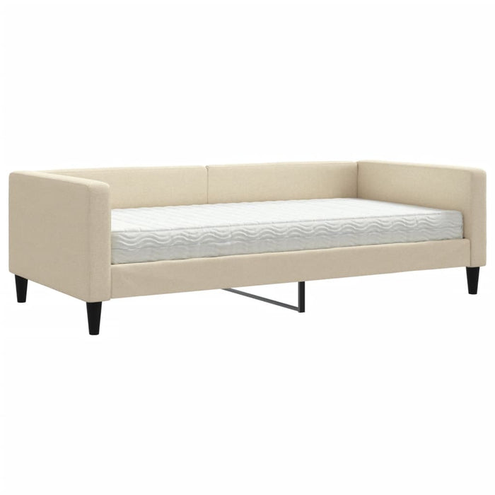 Tagesbett mit Matratze Creme 100x200 cm Stoff