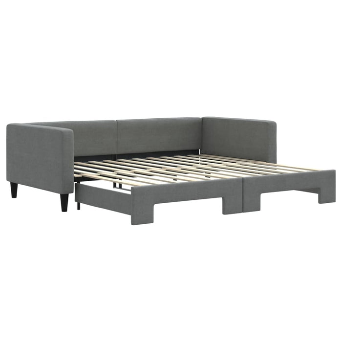 Tagesbett Ausziehbar Dunkelgrau 100x200 cm Stoff