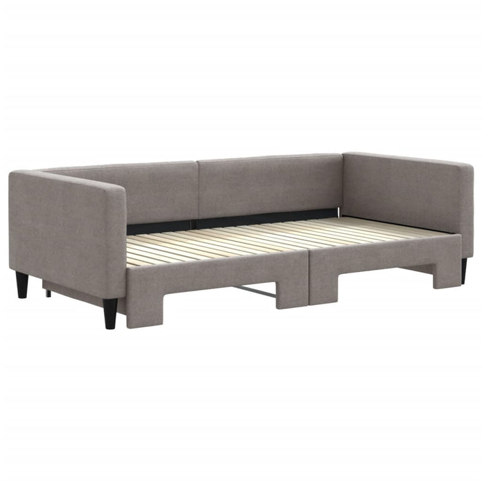 Tagesbett Ausziehbar Taupe 100x200 cm Stoff