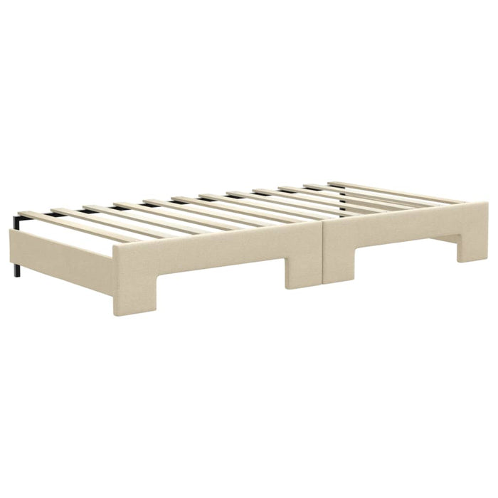 Tagesbett Ausziehbar Creme 100x200 cm Stoff