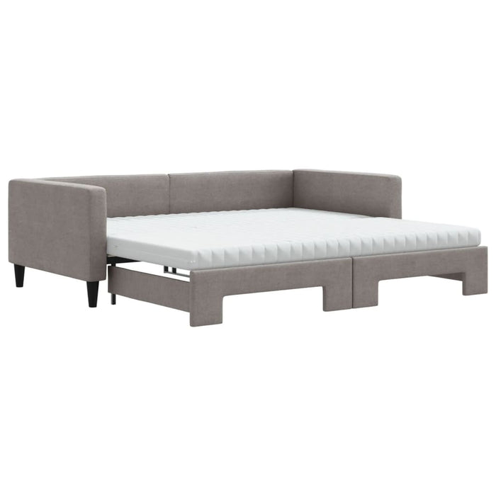 Tagesbett Ausziehbar mit Matratzen Taupe 100x200 cm Stoff