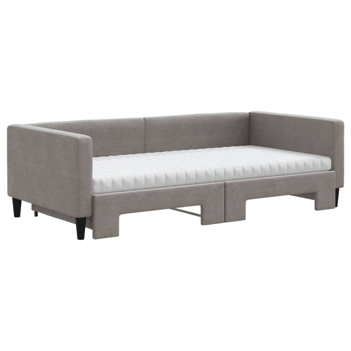Tagesbett Ausziehbar mit Matratzen Taupe 100x200 cm Stoff