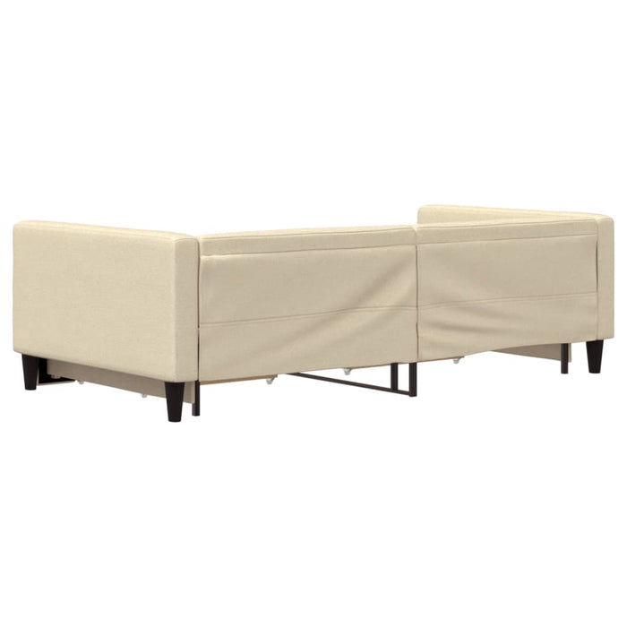Tagesbett Ausziehbar mit Schubladen Creme 100x200 cm Stoff