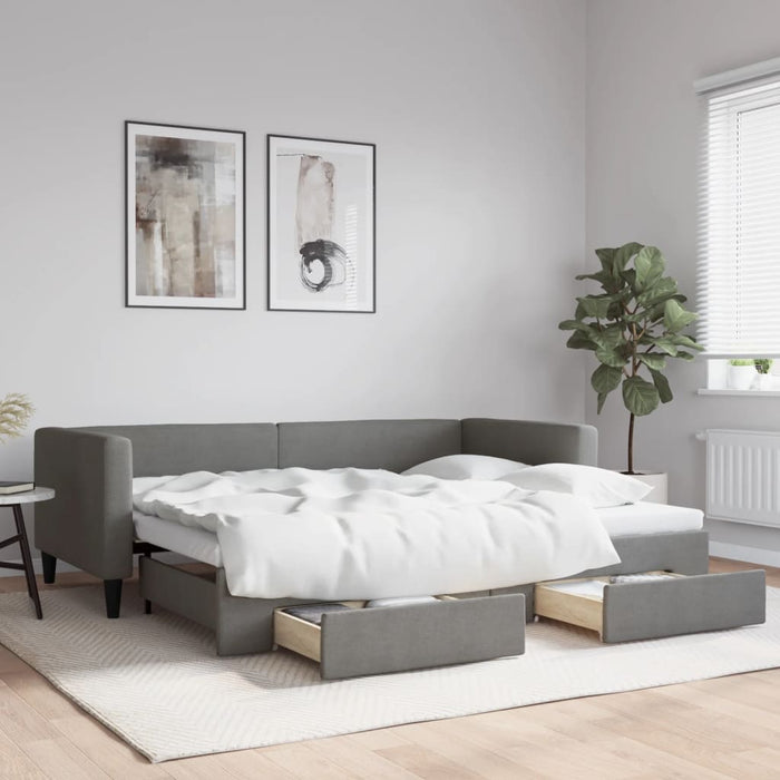 tagesbett mit aufbewahrung Tagesbett Ausziehbar mit Schubladen Dunkelgrau 90x190 cm Stoff