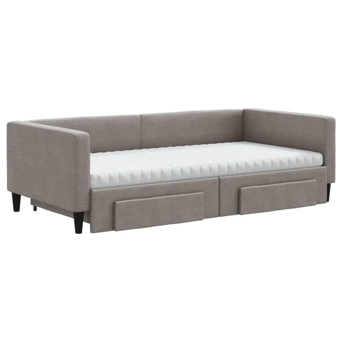 Tagesbett Ausziehbar mit Schubladen Taupe 100x200 cm Stoff