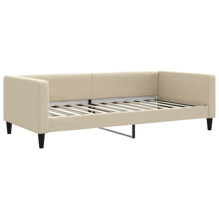 Tagesbett Ausziehbar mit Schubladen Creme 100x200 cm Stoff