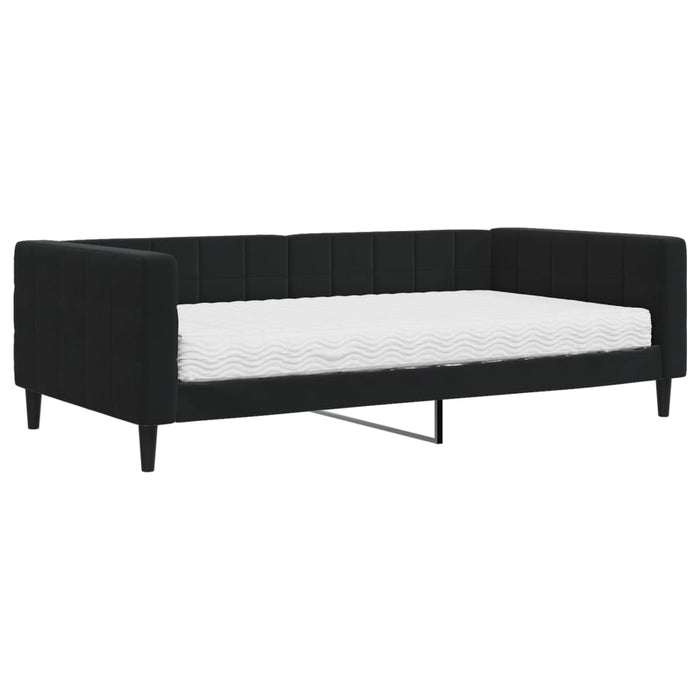 Tagesbett mit Matratze Schwarz 100x200 cm Samt