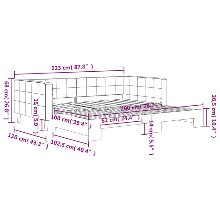 Tagesbett Ausziehbar Blau 100x200 cm Samt