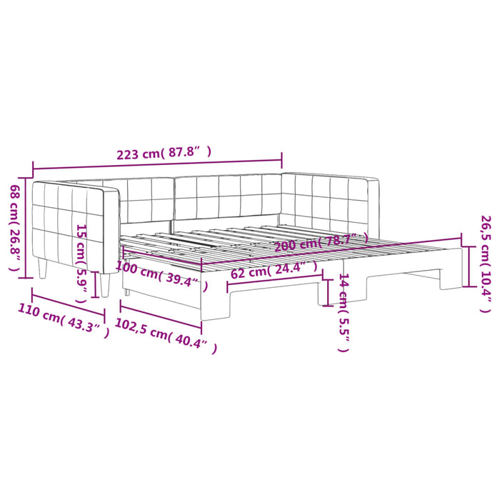 Tagesbett Ausziehbar Gelb 100x200 cm Samt