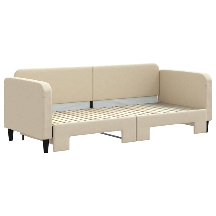 Tagesbett Ausziehbar Creme 80x200 cm Stoff