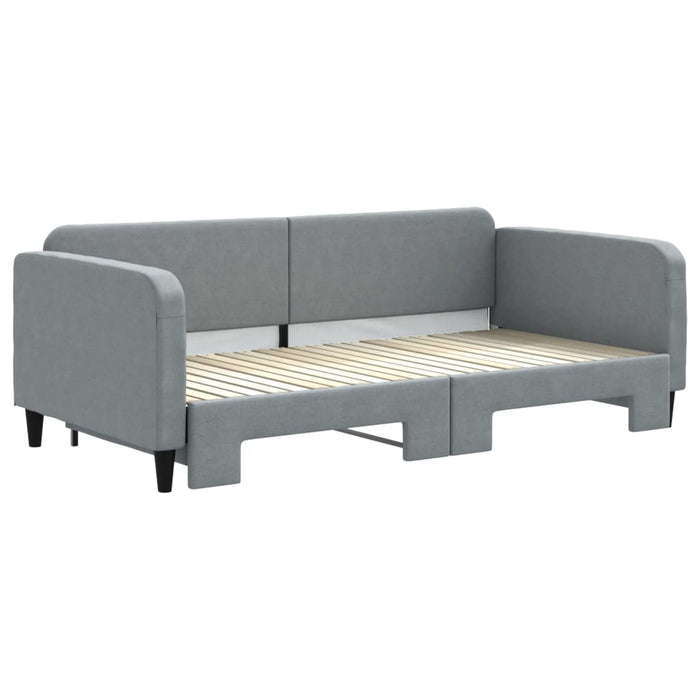 Tagesbett Ausziehbar Hellgrau 100x200 cm Stoff