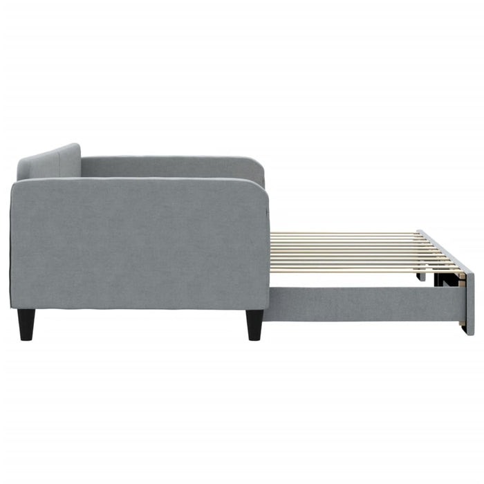 Tagesbett Ausziehbar Hellgrau 100x200 cm Stoff