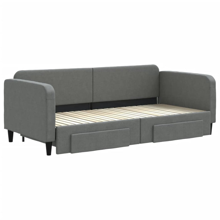 Tagesbett Ausziehbar mit Schubladen Dunkelgrau 90x200 cm Stoff