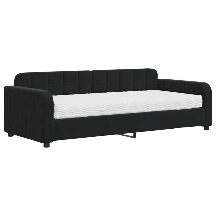 Tagesbett mit Matratze Schwarz 90x200 cm Samt