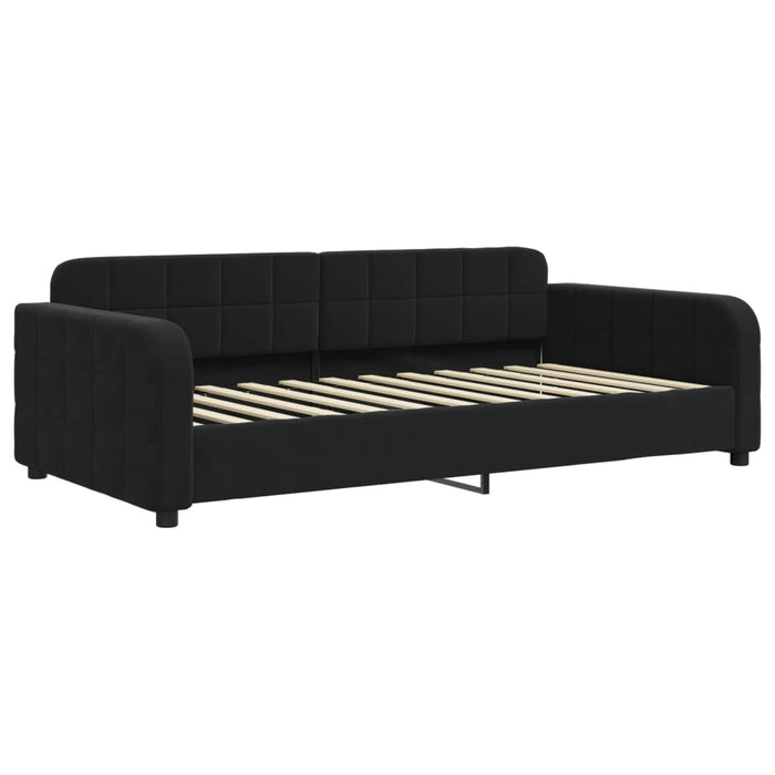 Tagesbett mit Matratze Schwarz 90x200 cm Samt