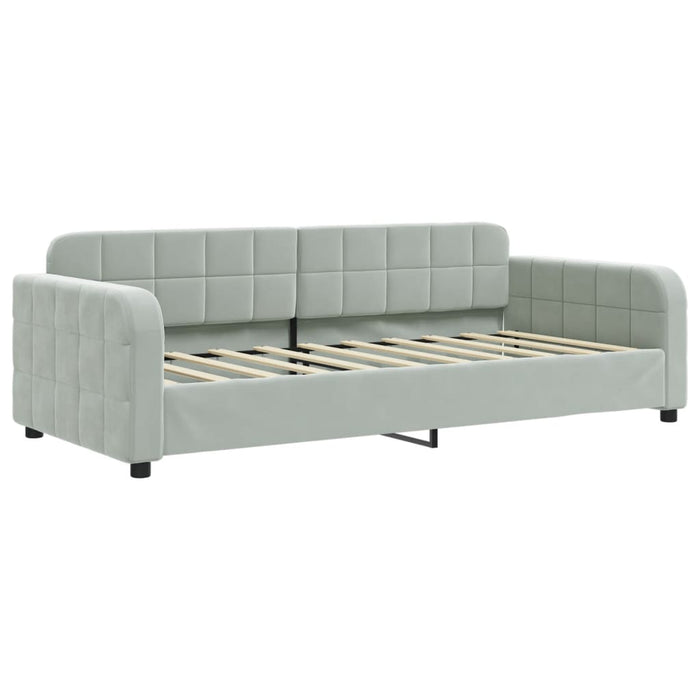 Tagesbett mit Matratze Hellgrau 90x190 cm Samt