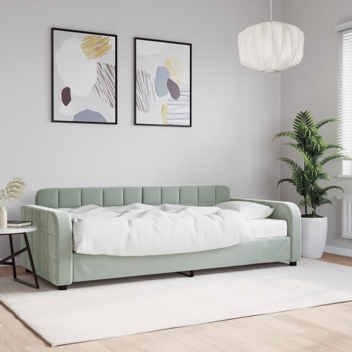 Tagesbett mit Matratze Hellgrau 90x190 cm Samt