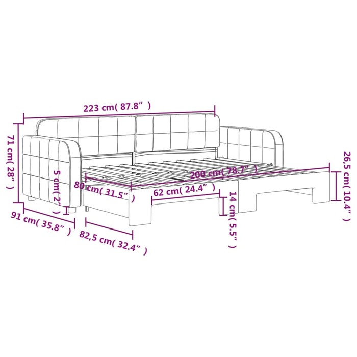 Tagesbett Ausziehbar Gelb 80x200 cm Samt