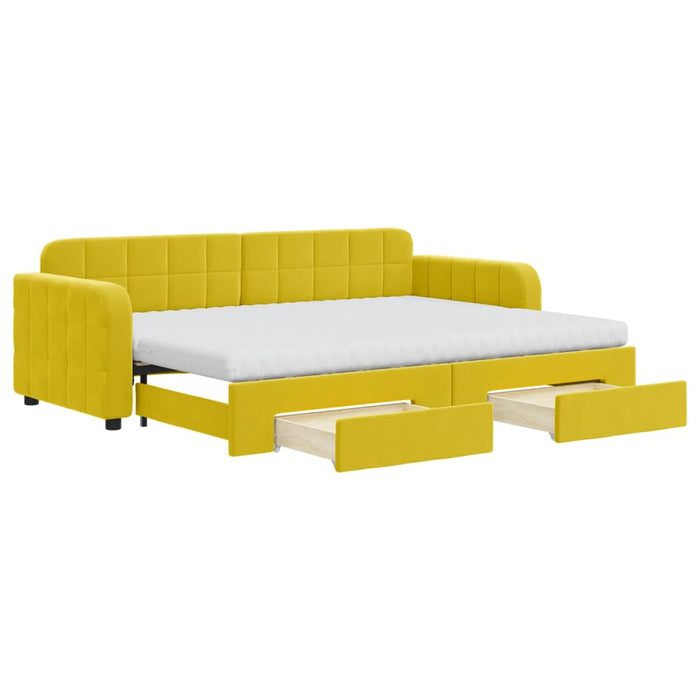 Tagesbett Ausziehbar mit Schubladen Gelb 80x200 cm Samt