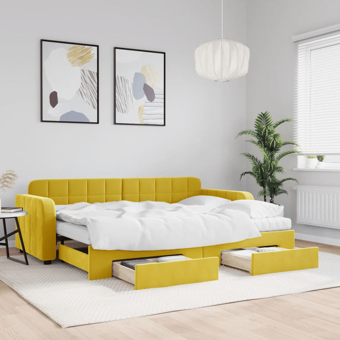 Tagesbett Ausziehbar mit Schubladen Gelb 80x200 cm Samt