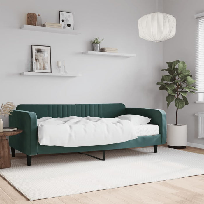 Tagesbett mit Matratze Dunkelgrün 100x200 cm Samt