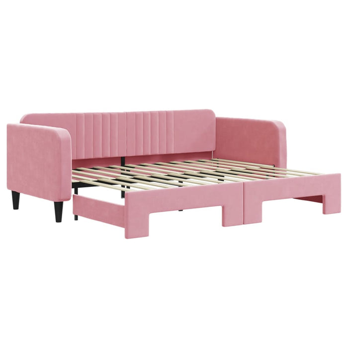 Tagesbett Ausziehbar Rosa 90x200 cm Samt