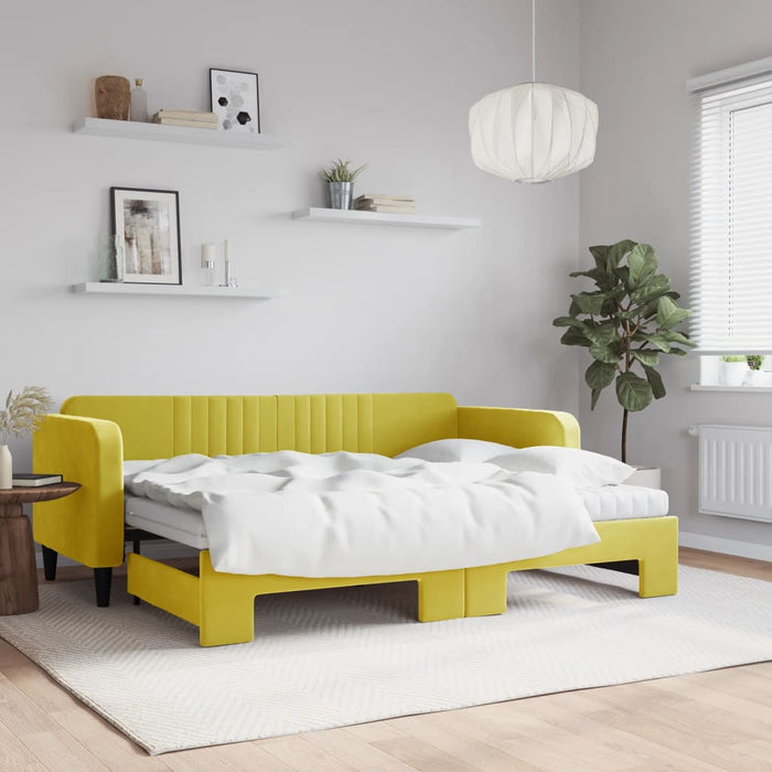 Tagesbett Ausziehbar mit Matratzen Gelb 80x200 cm Samt