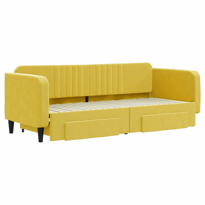 Tagesbett Ausziehbar mit Schubladen Gelb 80x200 cm Samt