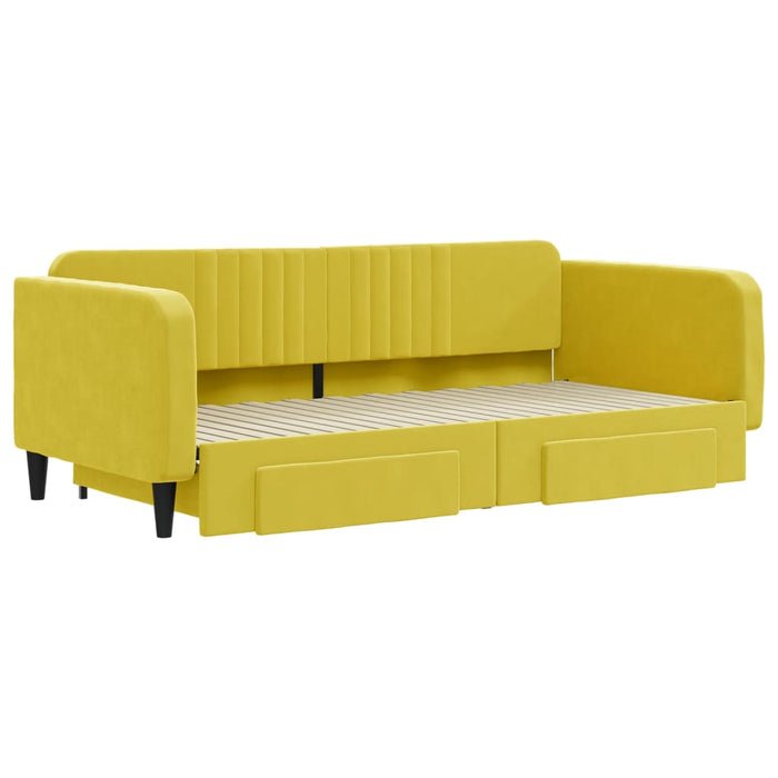 Tagesbett Ausziehbar mit Schubladen Gelb 100x200 cm Samt