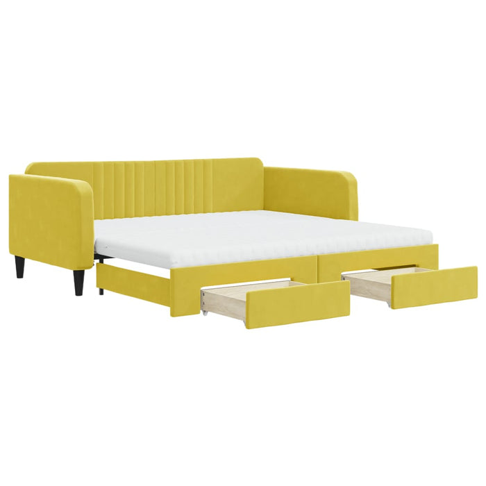 Tagesbett Ausziehbar mit Schubladen Gelb 100x200 cm Samt
