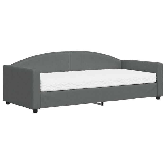 Tagesbett mit Matratze Dunkelgrau 90x200 cm Stoff
