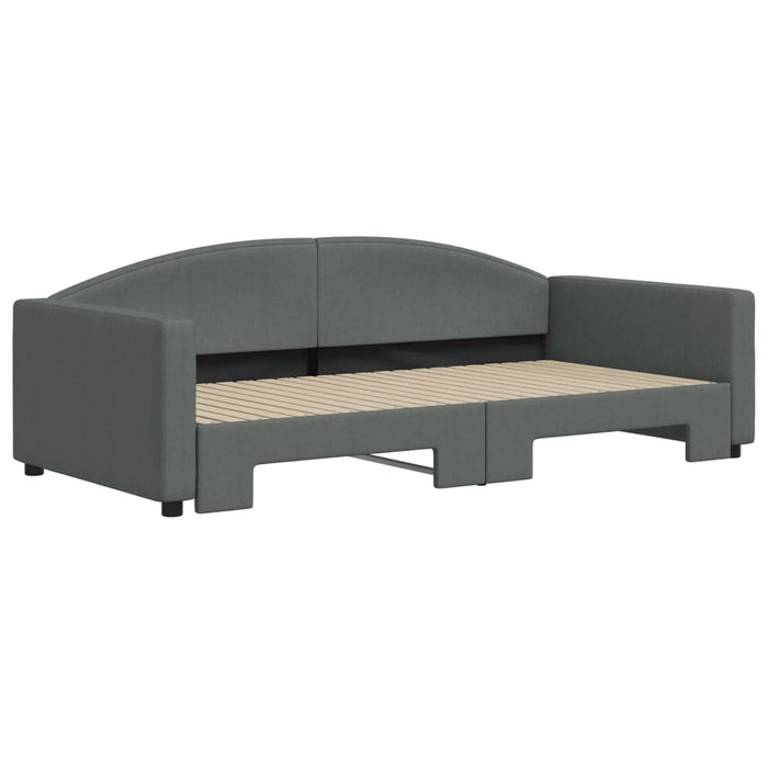 Tagesbett Ausziehbar Dunkelgrau 100x200 cm Stoff