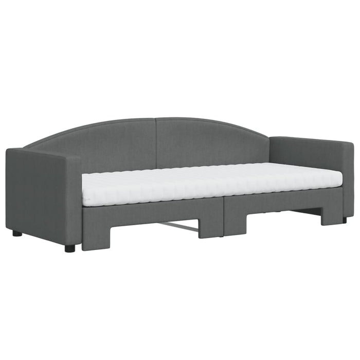 Tagesbett Ausziehbar mit Matratzen Dunkelgrau 80x200 cm Stoff