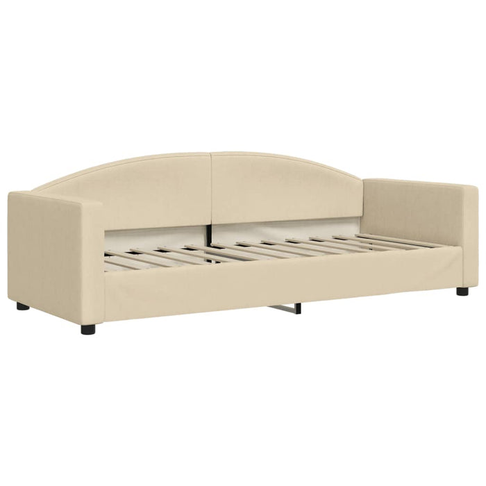 Tagesbett Ausziehbar mit Matratzen Creme 80x200 cm Stoff
