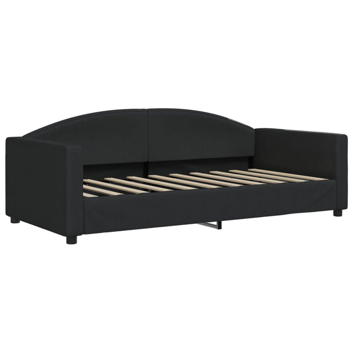 Tagesbett Ausziehbar mit Matratzen Schwarz 90x190 cm Stoff