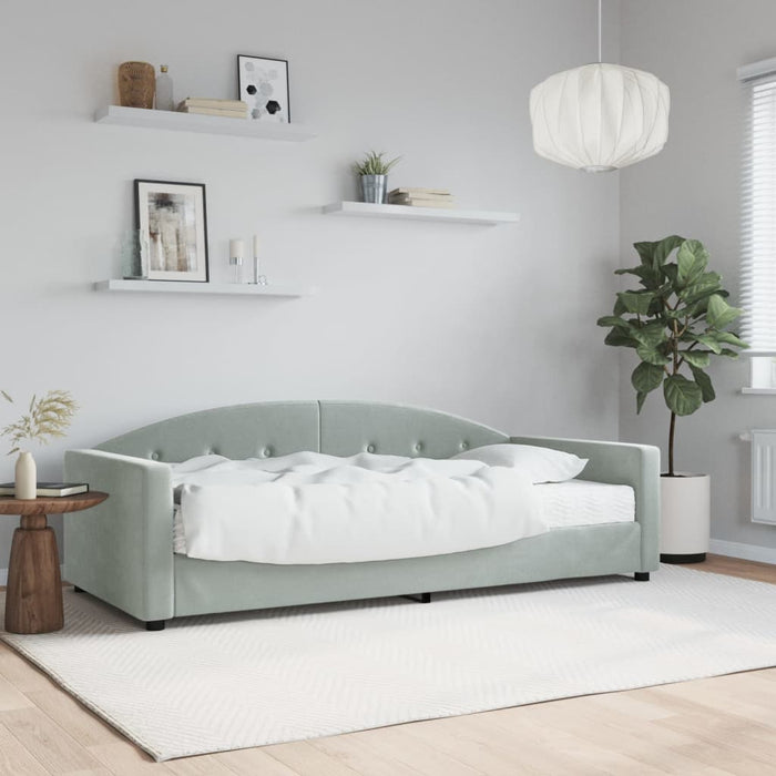 Tagesbett mit Matratze Hellgrau 90x190 cm Samt