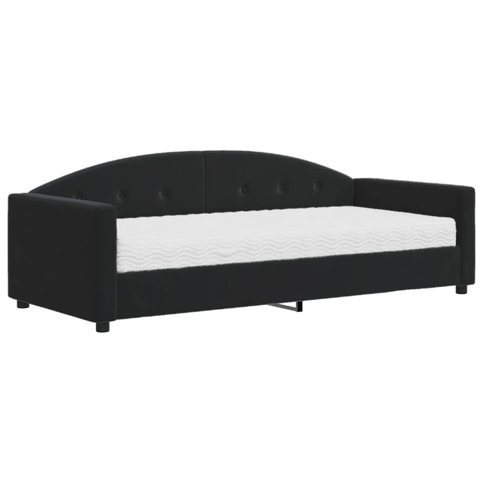 Tagesbett mit Matratze Schwarz 90x190 cm Samt
