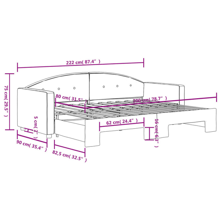 Tagesbett Ausziehbar Gelb 80x200 cm Samt