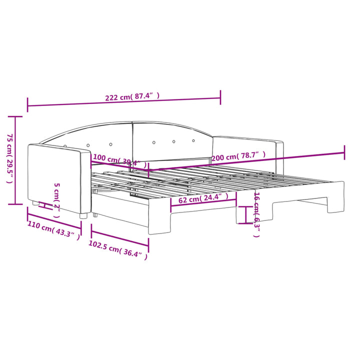 Tagesbett Ausziehbar Gelb 100x200 cm Samt