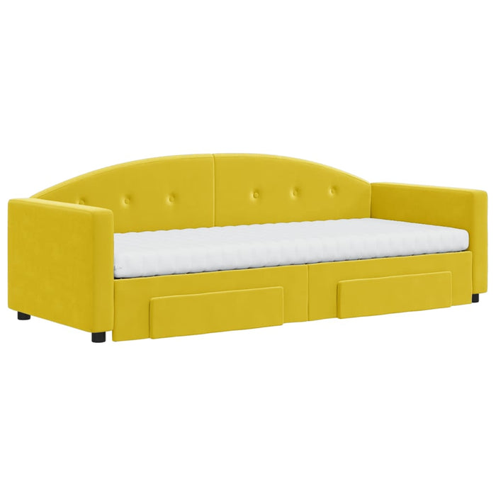 Tagesbett Ausziehbar mit Schubladen Gelb 80x200 cm Samt