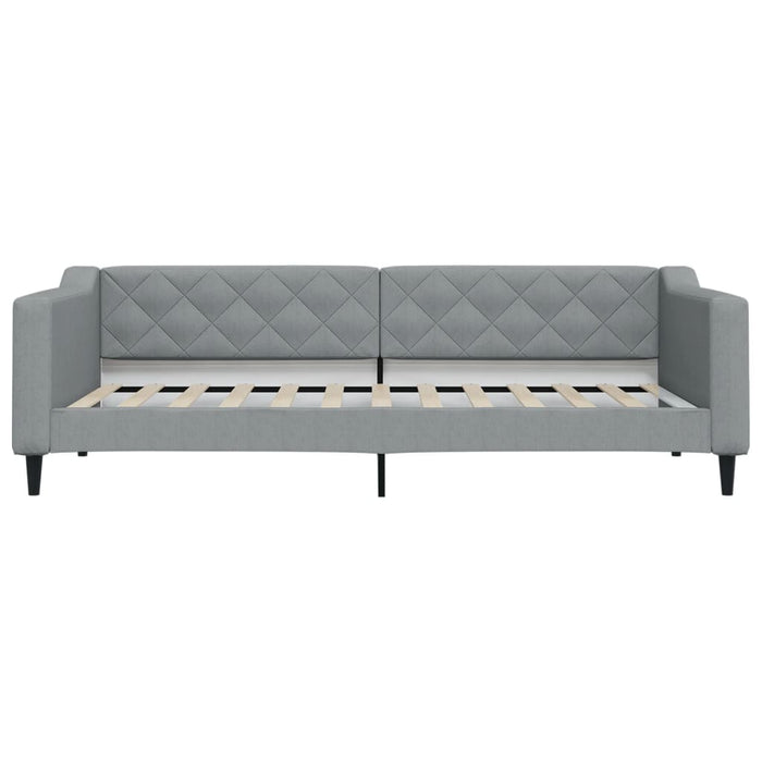 Tagesbett mit Matratze Hellgrau 90x200 cm Stoff