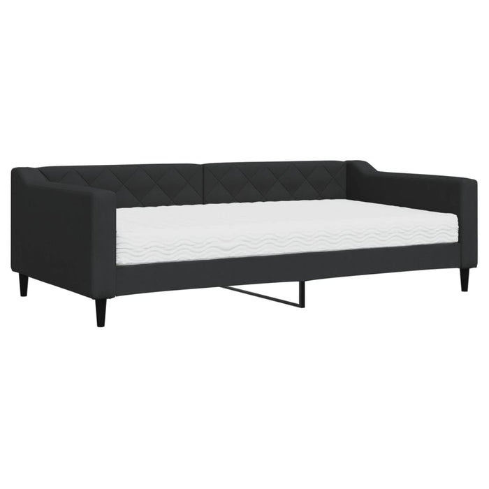 Tagesbett mit Matratze Schwarz 100x200 cm Stoff