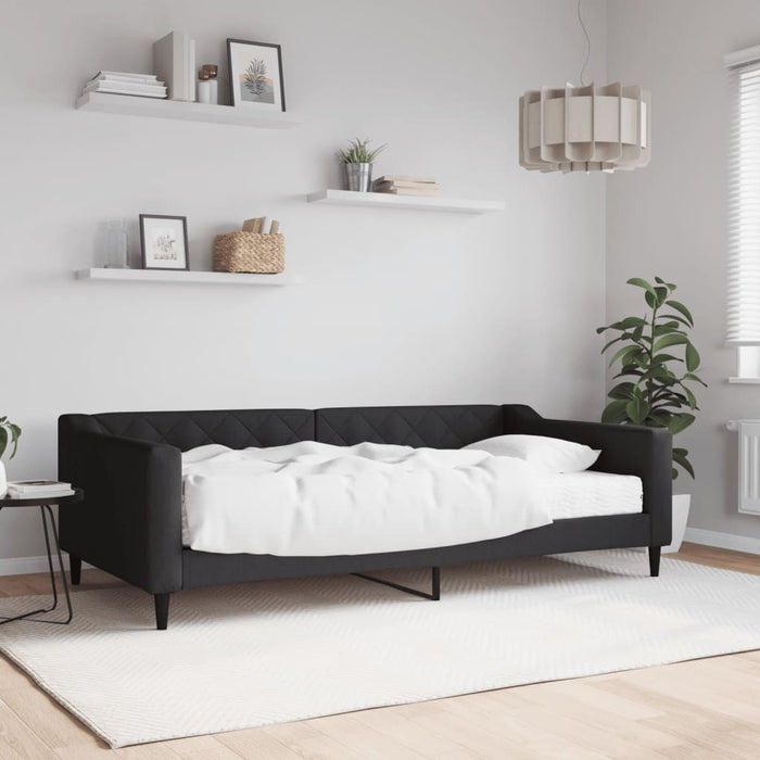 Tagesbett mit Matratze Schwarz 100x200 cm Stoff