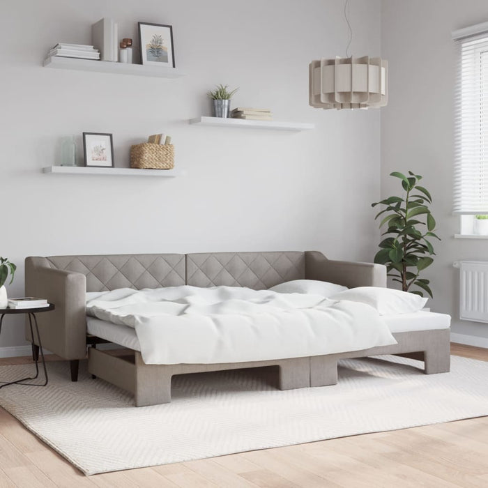 Tagesbett Ausziehbar Taupe 80x200 cm Stoff