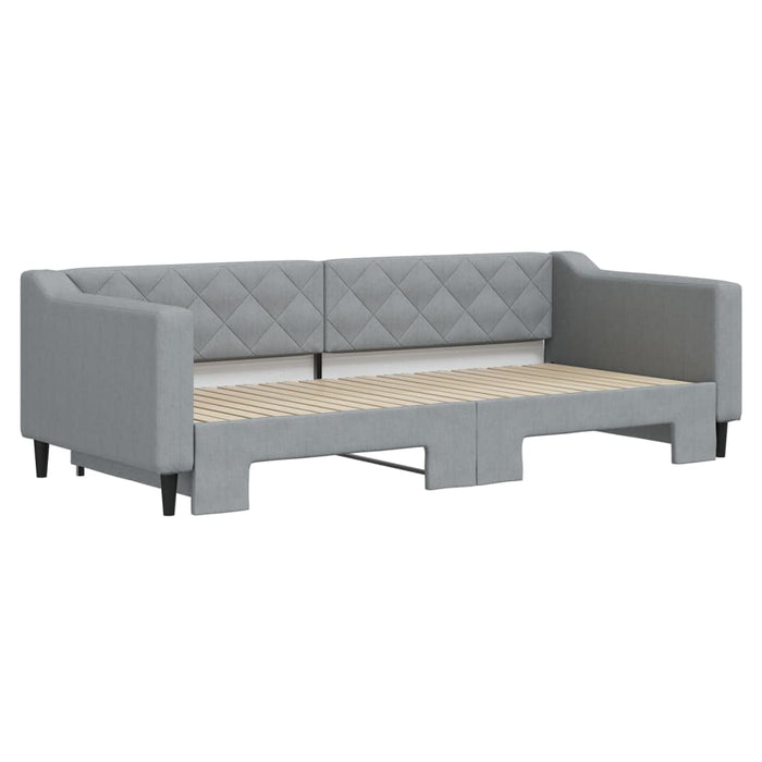 Tagesbett Ausziehbar Hellgrau 90x200 cm Stoff