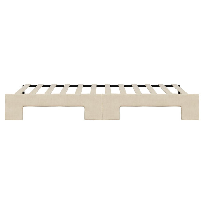Tagesbett Ausziehbar Creme 90x200 cm Stoff