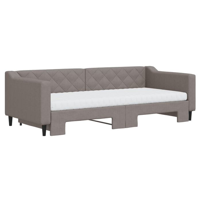 Tagesbett Ausziehbar mit Matratzen Taupe 90x200 cm Stoff